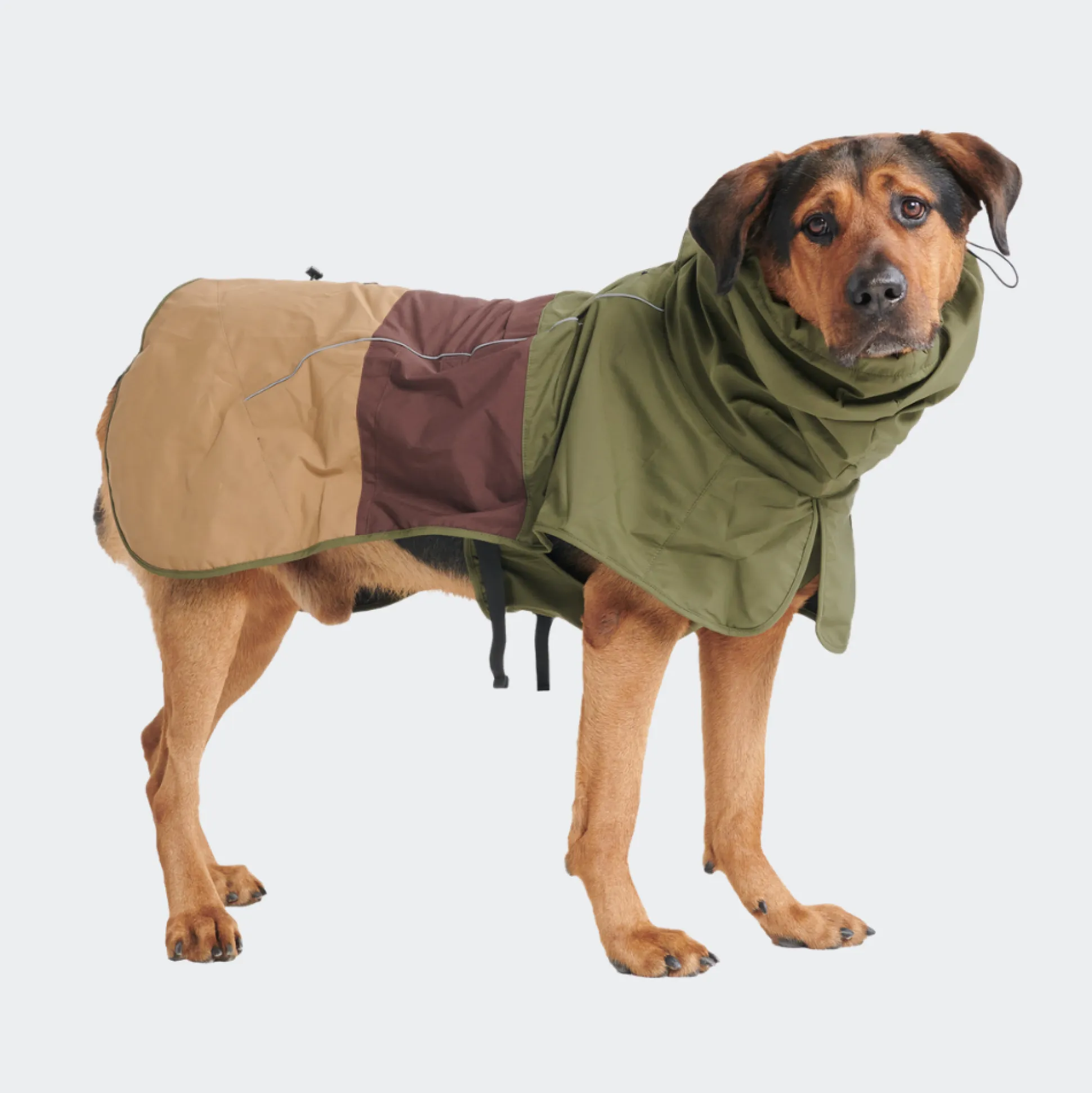 Breatheshield™ Dog Raincoat - Green Brown Tan