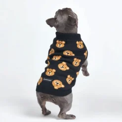 Broken Teddy Bear Knit Dog Sweater - Black