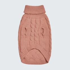 Cable Knit Dog Sweater - Brown