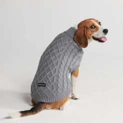 Cable Knit Dog Sweater - Grey