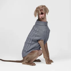 Cable Knit Dog Sweater - Grey