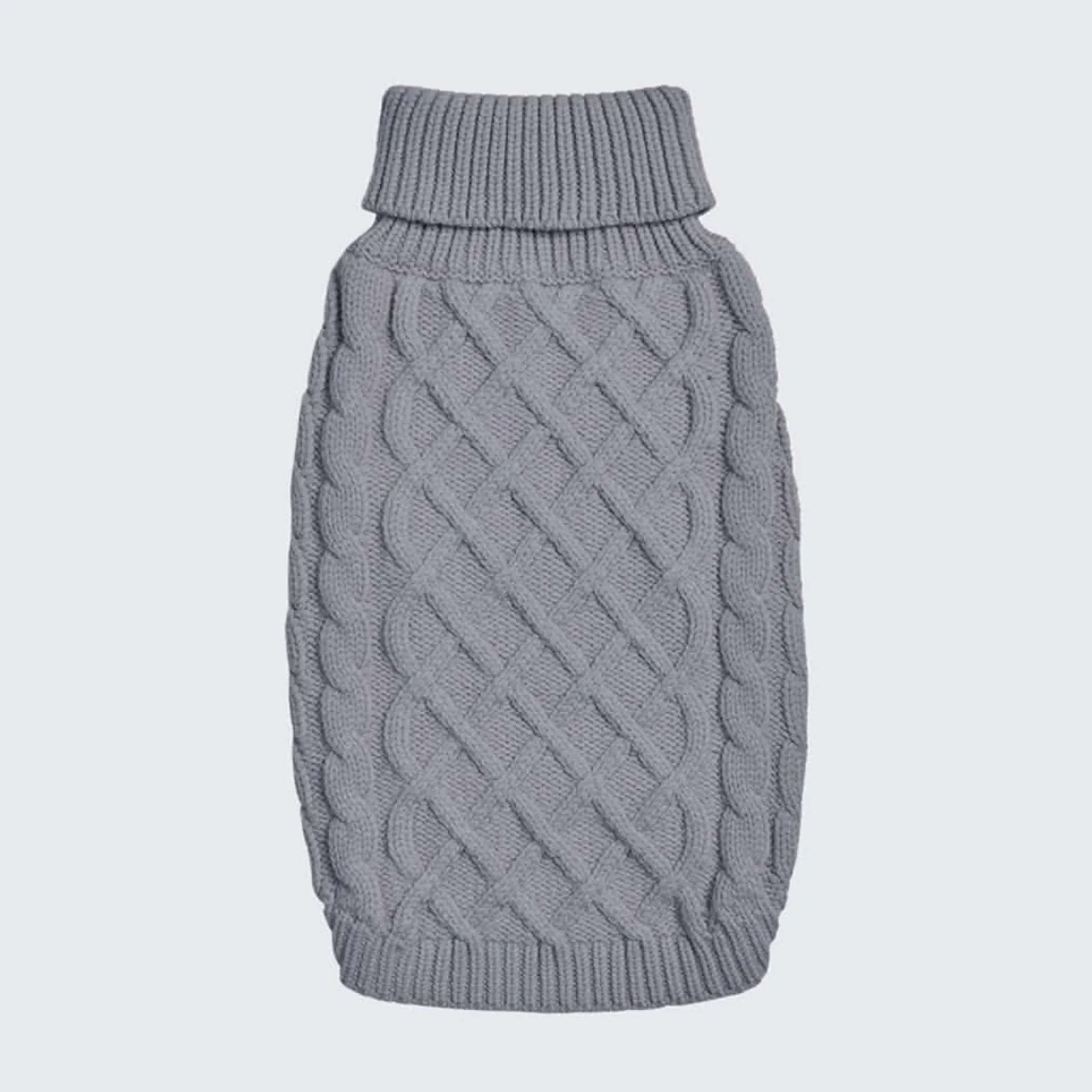 Cable Knit Dog Sweater - Grey