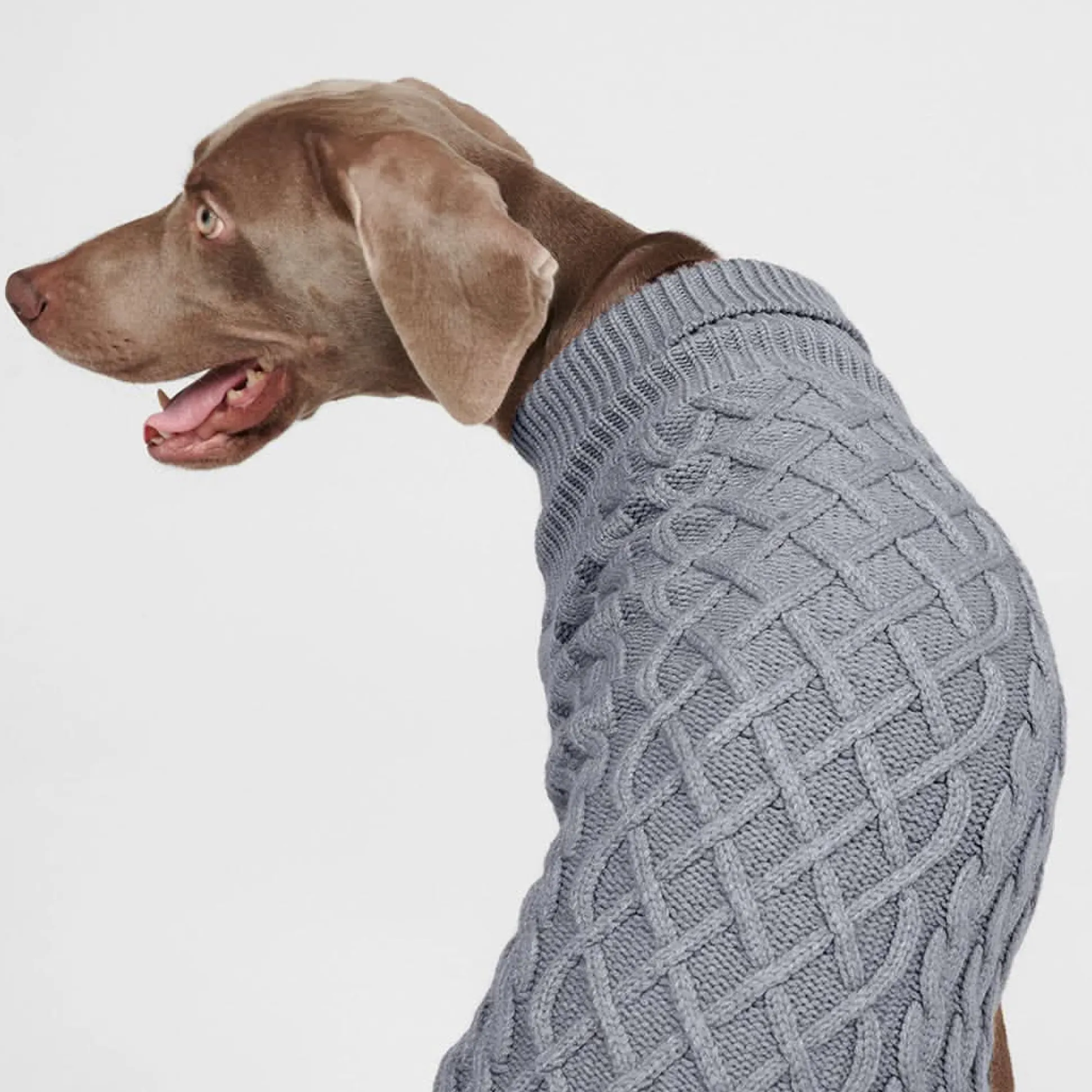 Cable Knit Dog Sweater - Grey
