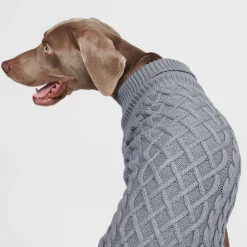 Cable Knit Dog Sweater - Grey