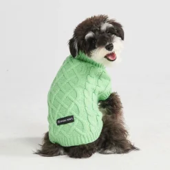 Cable Knit Dog Sweater - Mint Green
