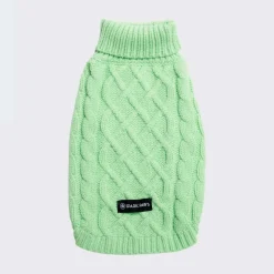 Cable Knit Dog Sweater - Mint Green
