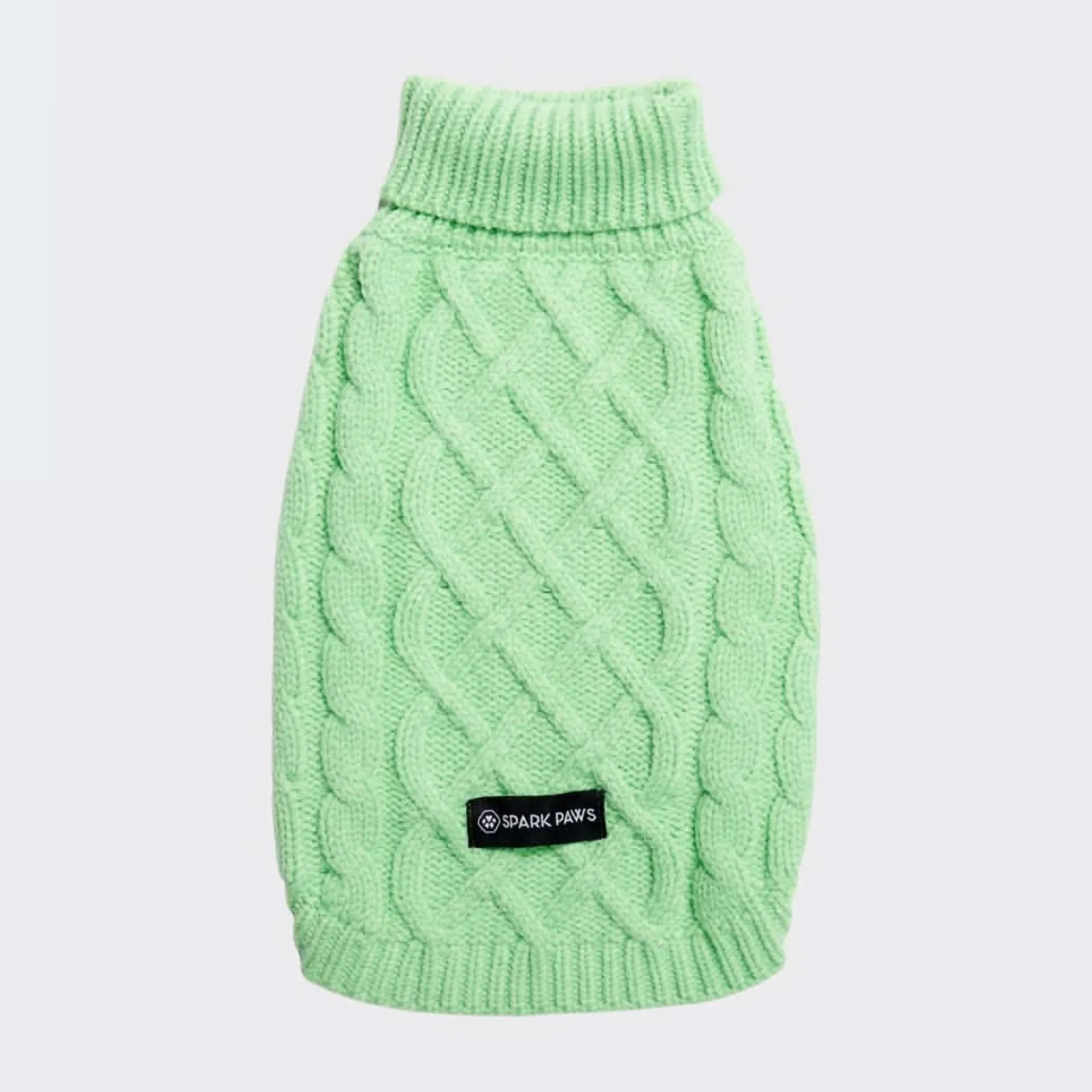 Cable Knit Dog Sweater - Mint Green