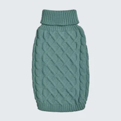 Cable Knit Dog Sweater - Pine Green