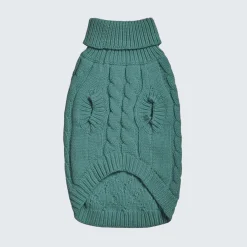 Cable Knit Dog Sweater - Pine Green