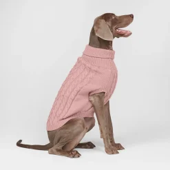 Cable Knit Dog Sweater - Pink