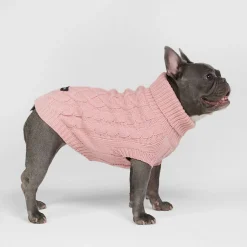 Cable Knit Dog Sweater - Pink