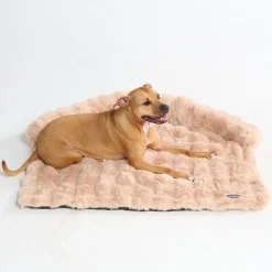 Calming Fluffy Couch Cover Dog Bed - Beige