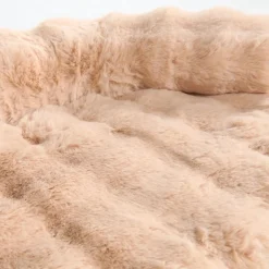 Calming Fluffy Couch Cover Dog Bed - Beige