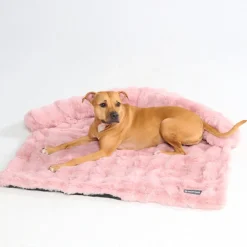 Calming Fluffy Couch Cover Dog Bed - Pink