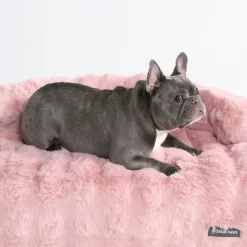 Calming Fluffy Couch Cover Dog Bed - Pink