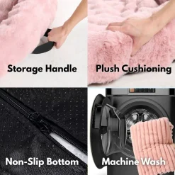 Calming Fluffy Couch Cover Dog Bed - Pink
