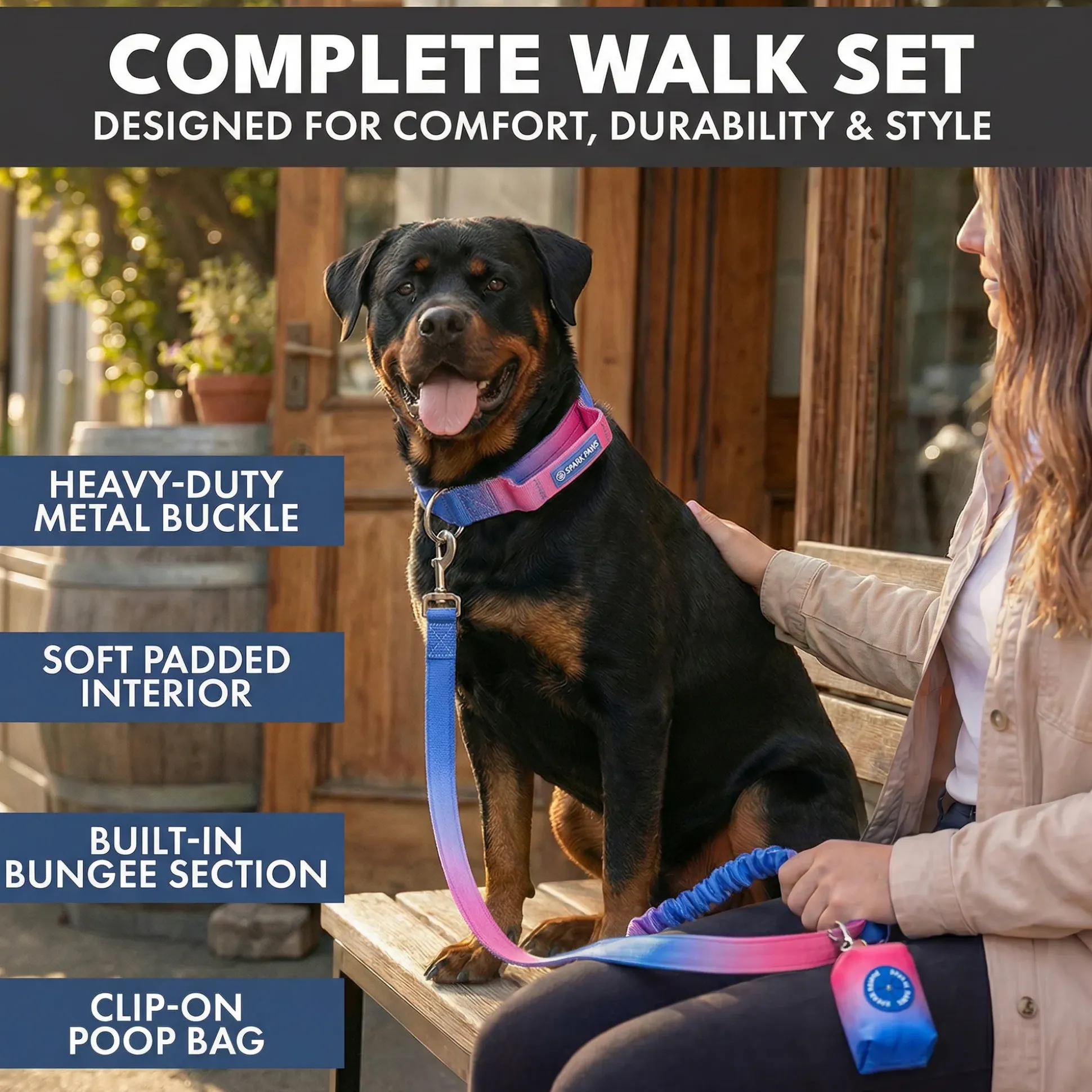 Comfort Control Collar and Multipurpose Leash Set - Snow Cone