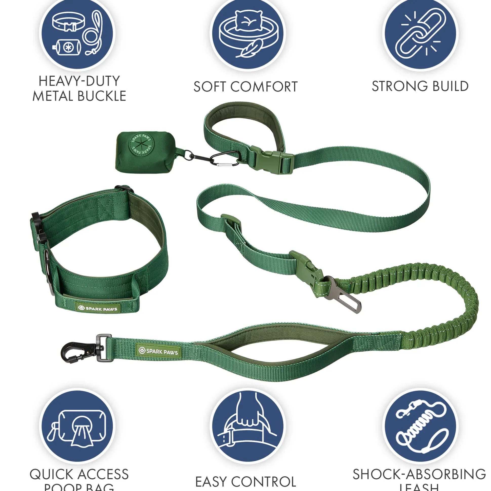 Comfort Control Collar and Multipurpose Leash Set - Green