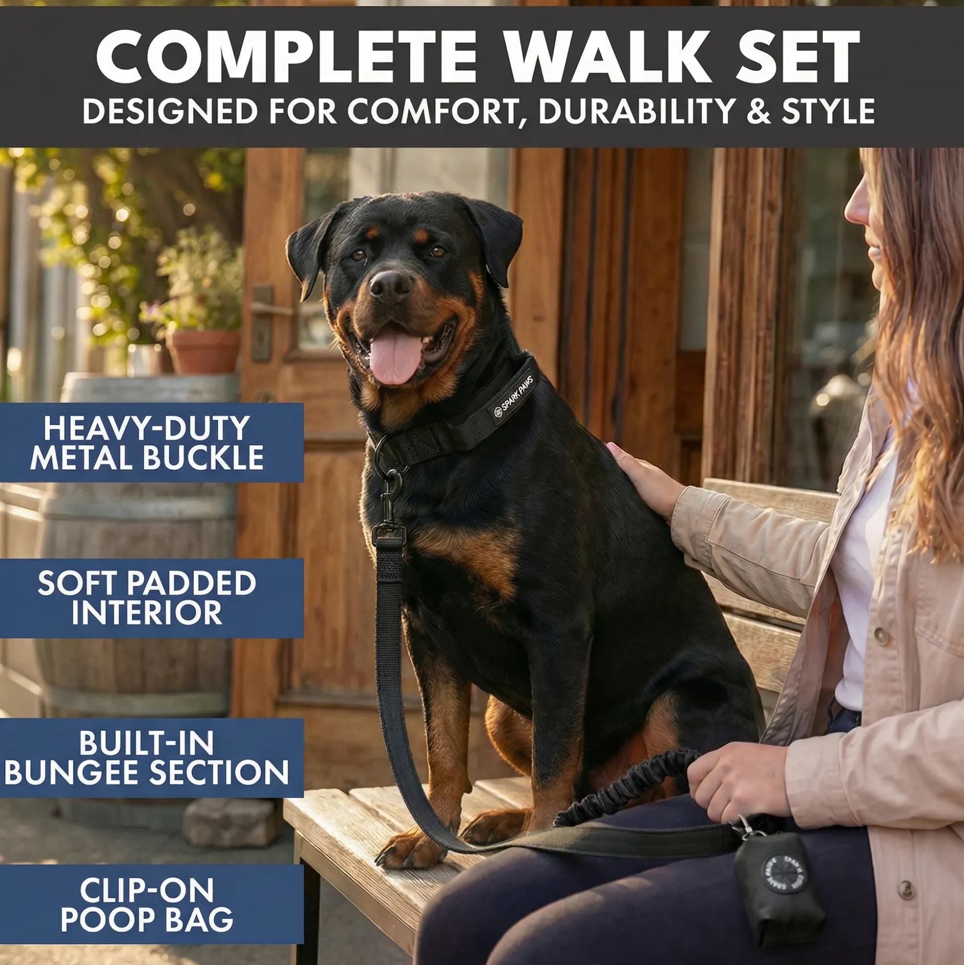 Comfort Control Collar and Multipurpose Leash Set - Black