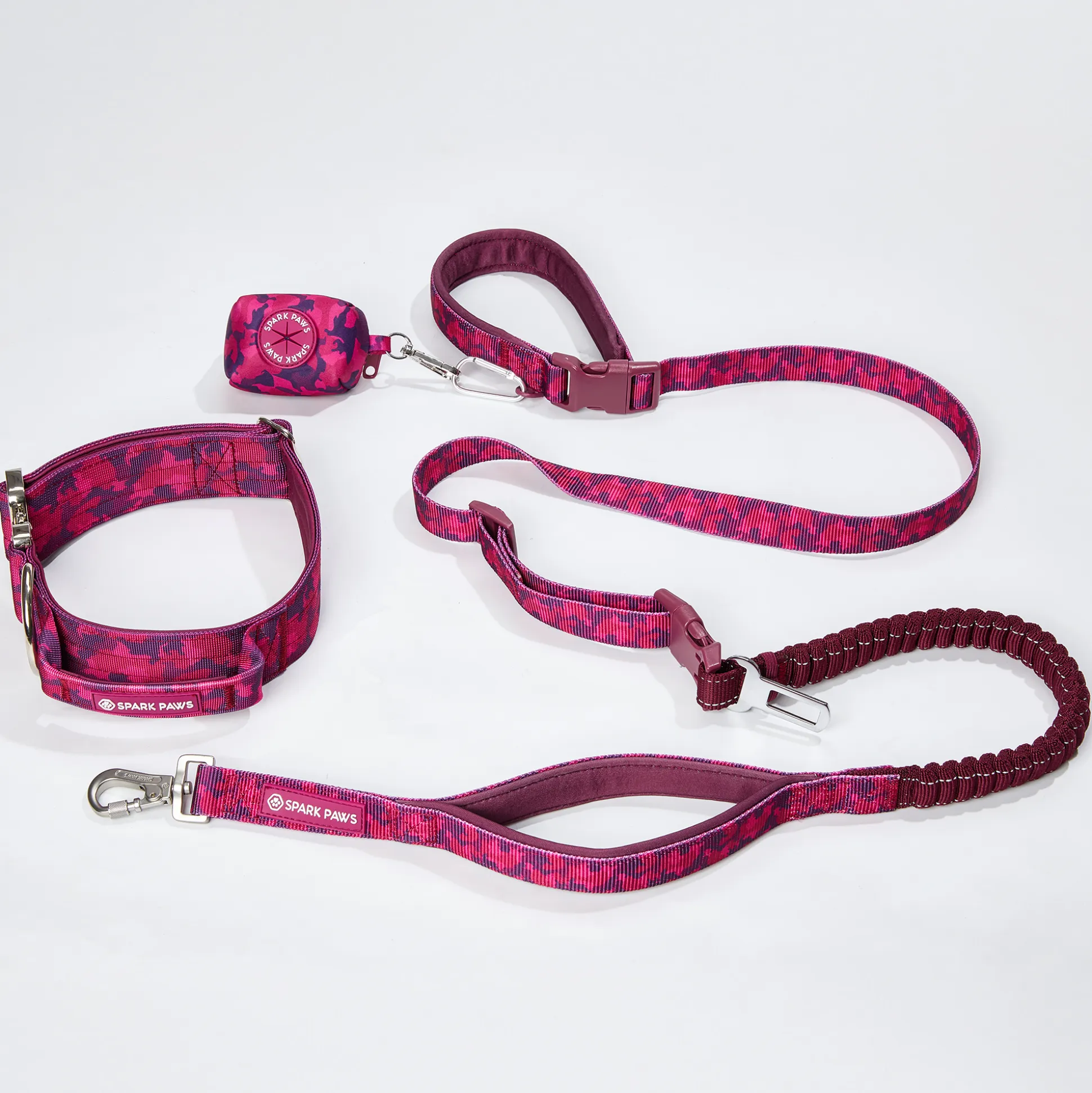 Comfort Control Collar and Multipurpose Leash Set - Fuchsia Camo