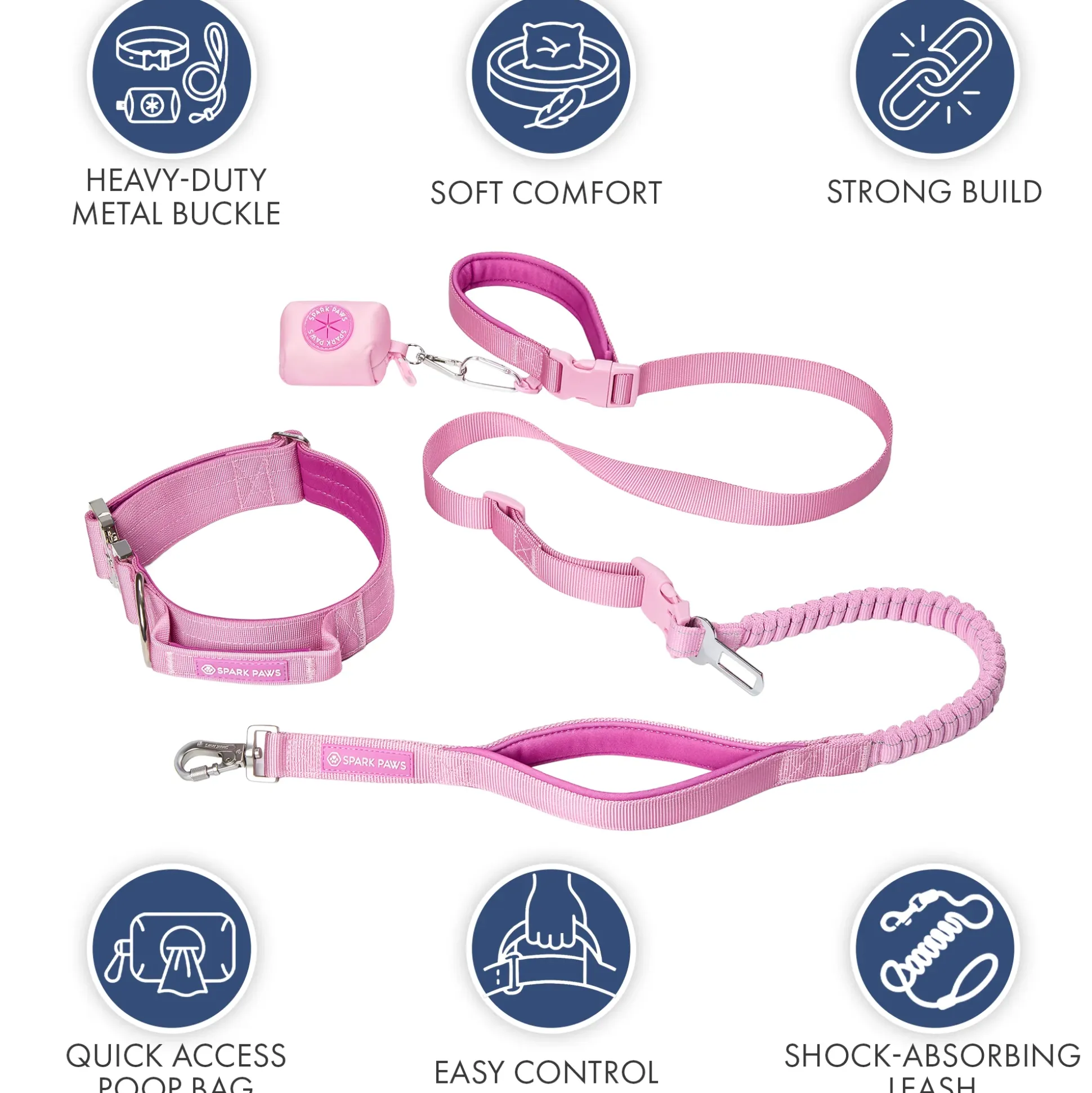 Comfort Control Collar and Multipurpose Leash Set - Pink