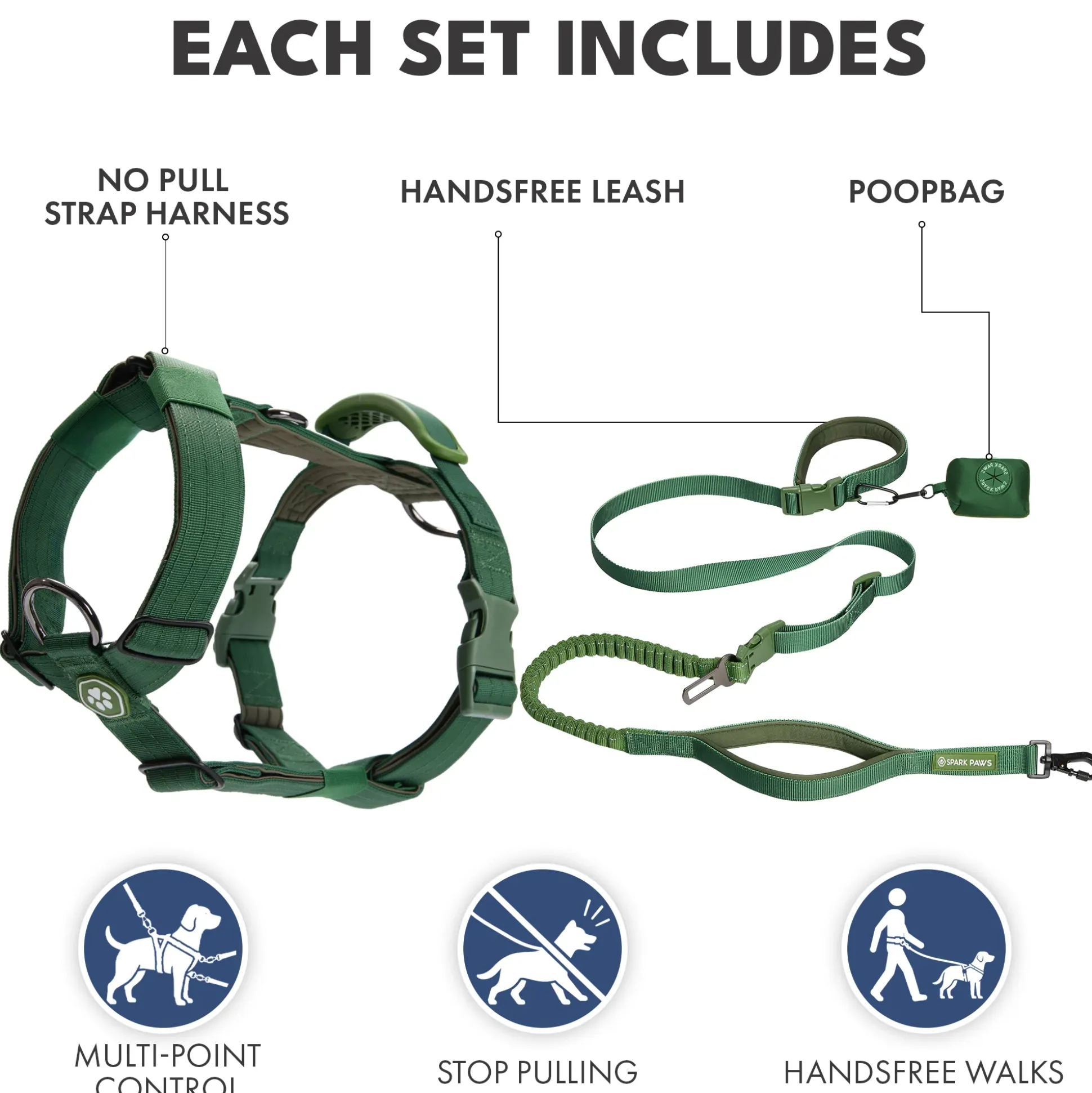 Comfort Control No-Pull Dog Harness and Multipurpose Leash Sets