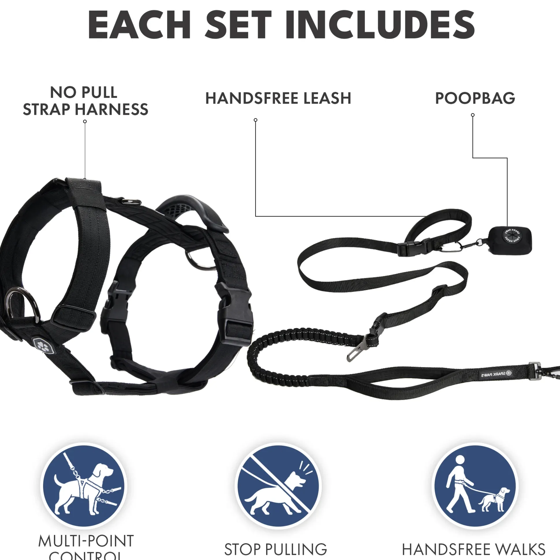 Comfort Control No-Pull Dog Harness and Multipurpose Leash Sets