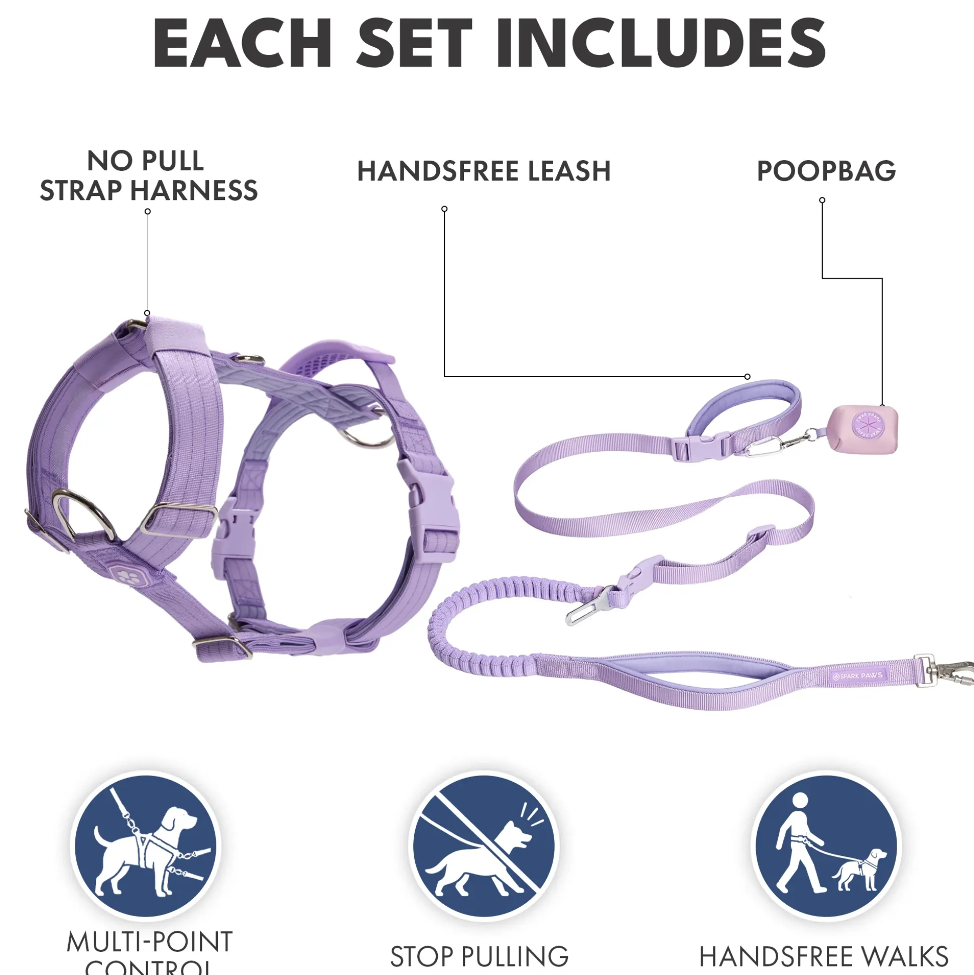 Comfort Control No-Pull Dog Harness and Multipurpose Leash Sets