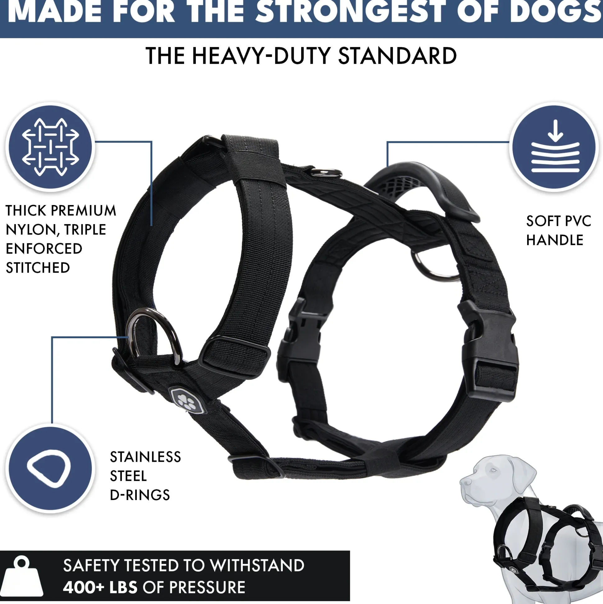 Comfort Control No-Pull Dog Harness - Black