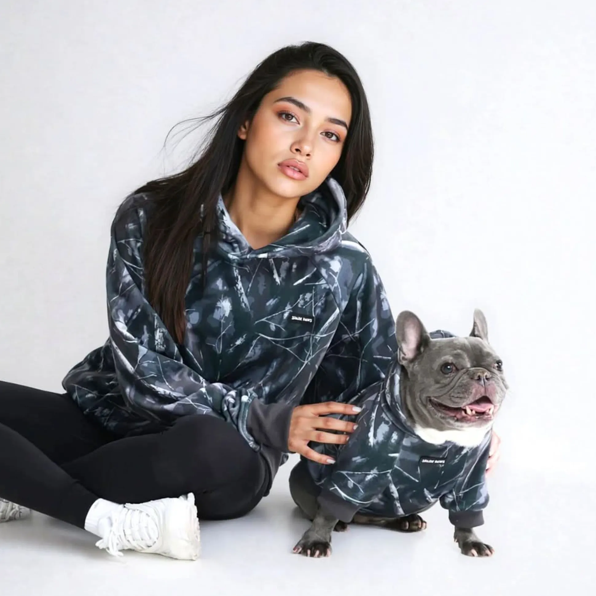 Concrete Wood Dog Hoodie - Asphalt