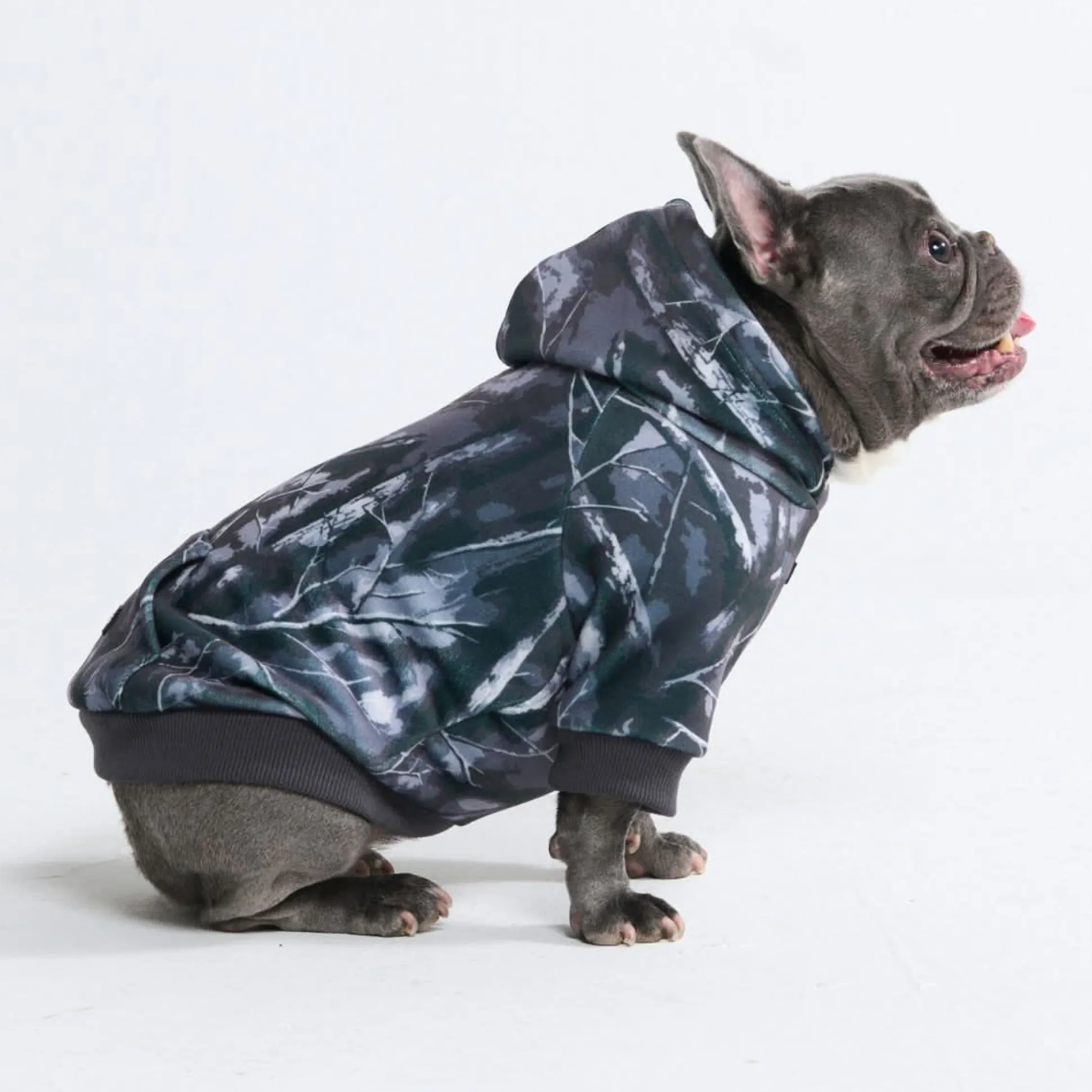 Concrete Wood Dog Hoodie - Asphalt