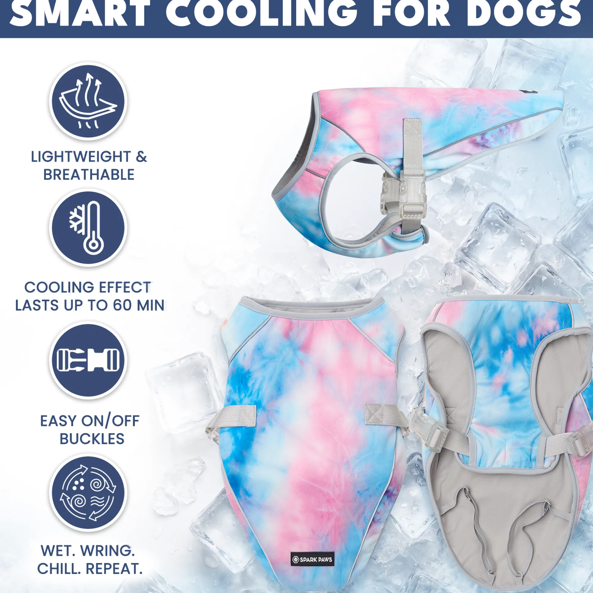 Dog Cooling Vest (2-pack) - Ice Blue & Snow Cone