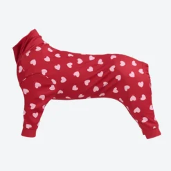 Dog Pajama - Red Hearts
