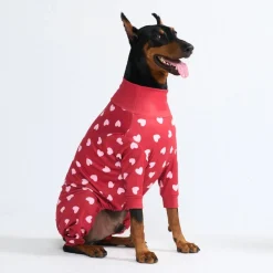 Dog Pajama - Red Hearts