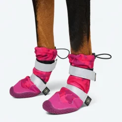 Dog Rainboots, Waterproof Dog Shoes - Fuchsia Camo