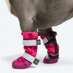 Dog Rainboots, Waterproof Dog Shoes - Fuchsia Camo