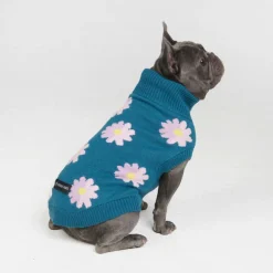 Flower Knit Dog Sweater