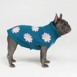 Flower Knit Dog Sweater