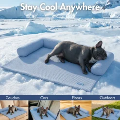 Frostcore™ Cooling Couch Cover Dog Bed - Waffle Ash Blue