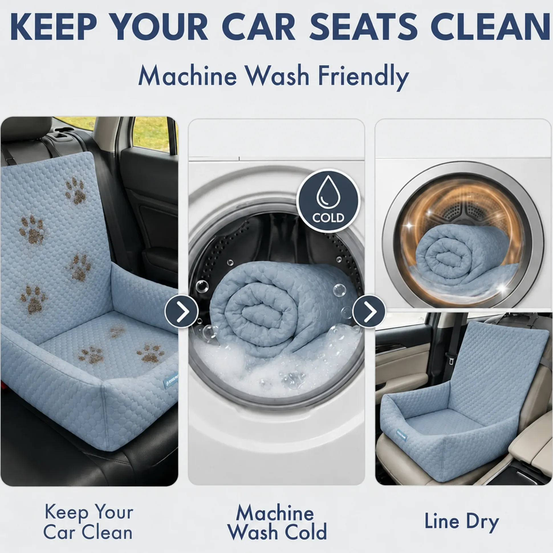 Frostcore™ Dog Cooling Car Seat Bed - Ash Blue