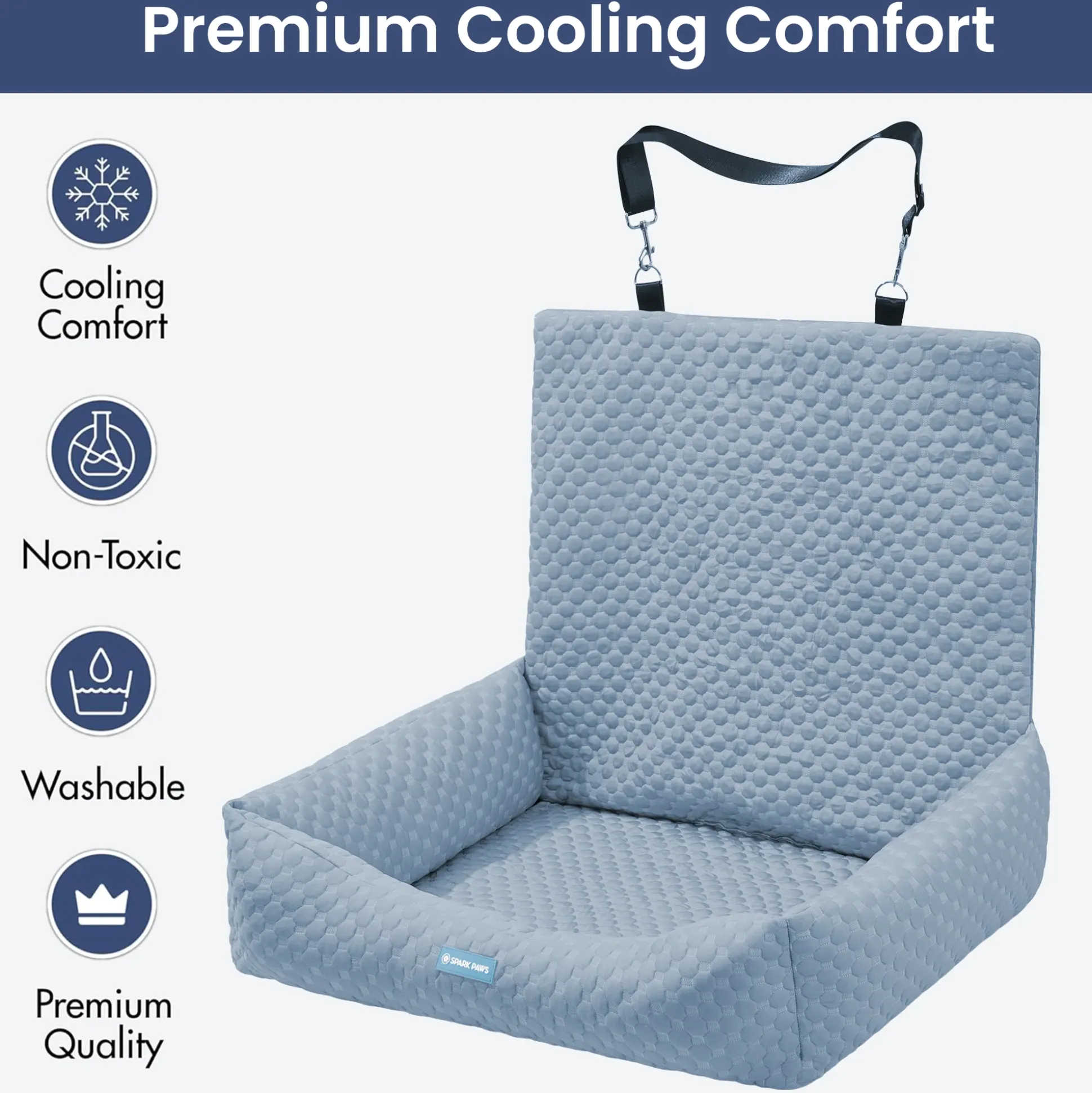 Frostcore™ Dog Cooling Car Seat Bed - Ash Blue