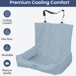 Frostcore™ Dog Cooling Car Seat Bed - Hearts Ash Blue