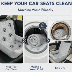 Frostcore™ Dog Cooling Car Seat Bed - Hearts Grey