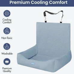 Frostcore™ Dog Cooling Car Seat Bed - Waffle Ash Blue