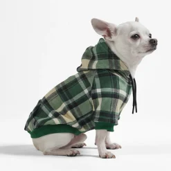 Green Plaid Dog Hoodie
