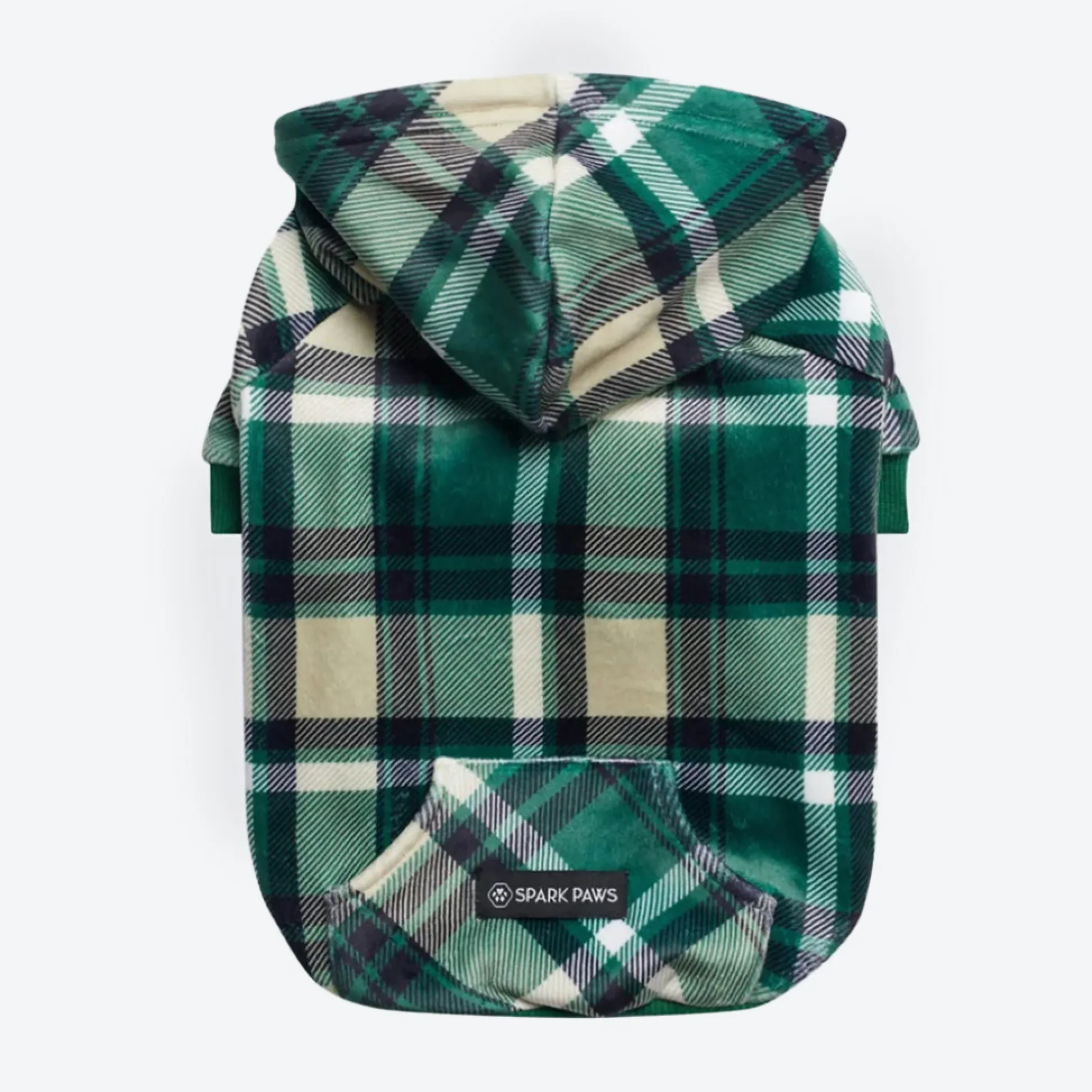 Green Plaid Dog Hoodie