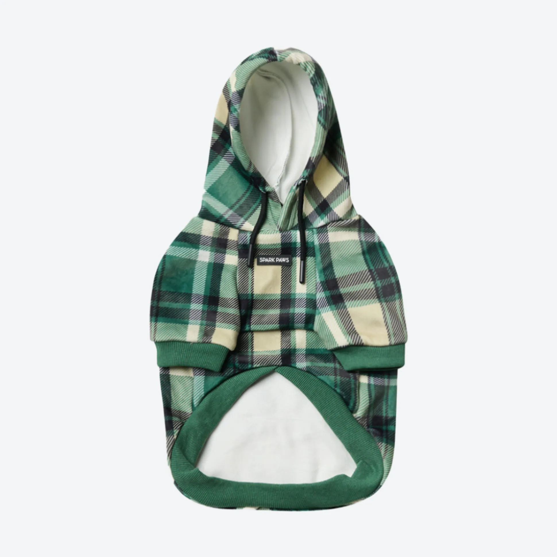 Green Plaid Dog Hoodie