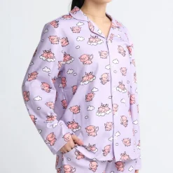Human Pajama Top - When Pigs Fly - Purple