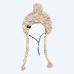 Knit Pom Pom Dog Beanie Hat - Pastel Icing