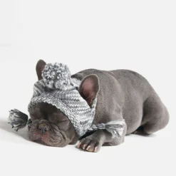 Knit Pom Pom Dog Beanie Hat - Salt and Pepper